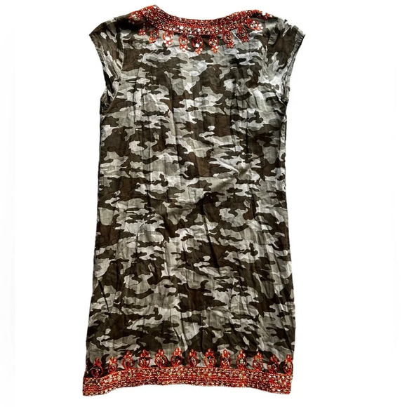 Calypso St. Barth swim cover up size XS camo orange beaded excellent condition - Picture 4 of 5